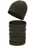 Czapka I Komin Polarowy Beanie Zielony Zestaw Camo