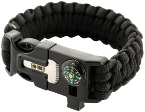 M-Tac Bransoletka Paracord Z Krzesiwem Kompasem I Gwizdkiem Black